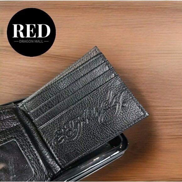 ED HARDY TIGER BLACK BIFOLD WALLET WITH METAL BOX - NEW - Picture 2 of 9